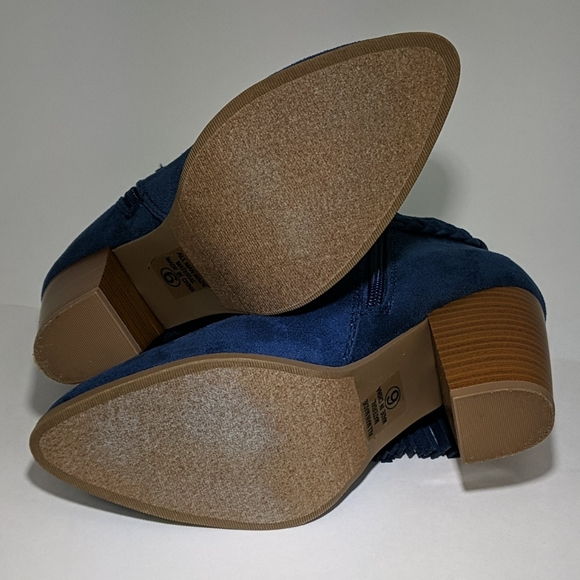 ❤️ D Blue Felt Suede Zip Ankle Boots Sz 6 NWOT - Picture 6 of 10